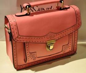 Retro hollow carved buckle leather bag